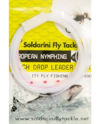 Sandro's European Nymphing Leader 7 drops, pink and yellow